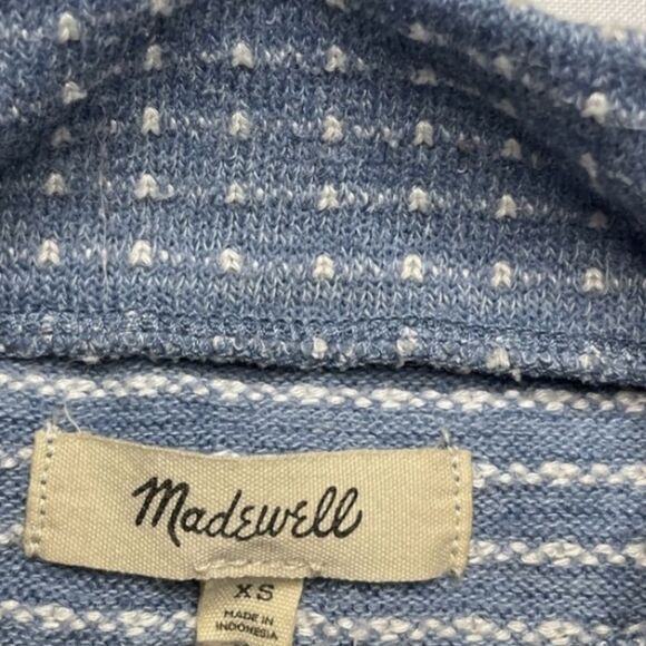 Madewell Blue Textured Mock Neck Puff Sleeve Sweater XSMALL - Picture 7 of 7